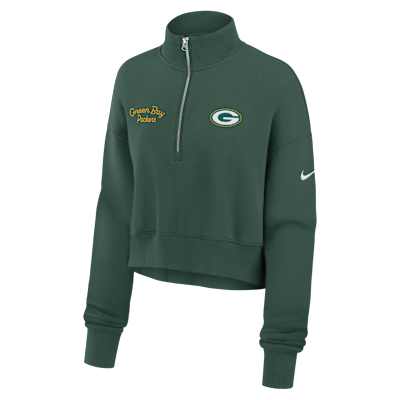 Green Bay Packers Phoenix Women's Nike NFL Cropped 1/4-Zip Crew